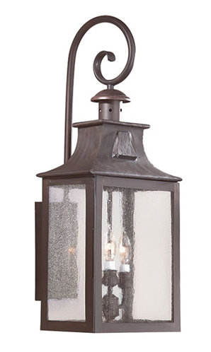 Lanterne murale d'extérieur en bronze à 2 ampoules Newton, H 26,75 po x l 11 po, Incandescent, Martelée transparente