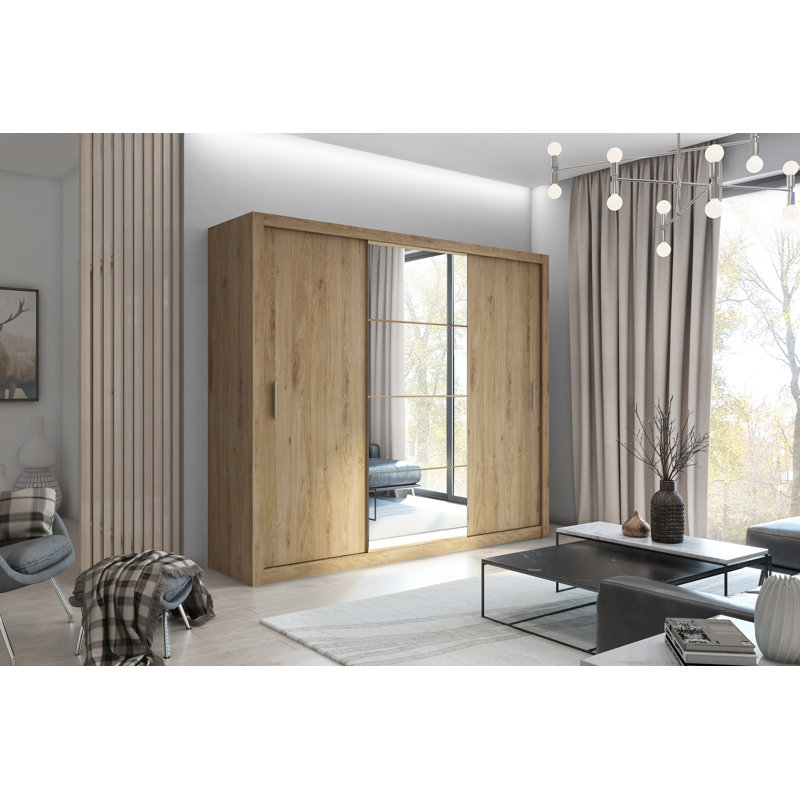 Mowgli 3 Door Manufactured Wood Wardrobe, Oak Shetland