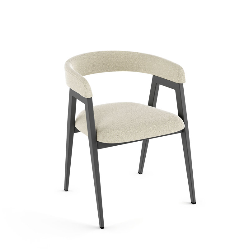 Chaise avec accoudoirs Evelio, Crème, Gris foncé