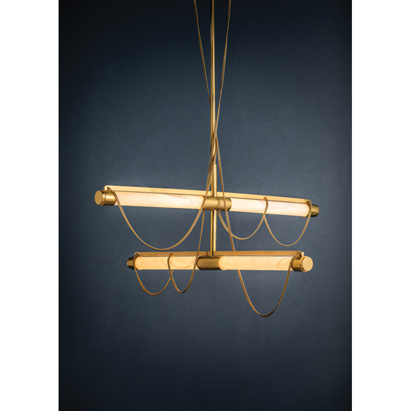Lariat - Dimmable LED Cylinder Chandelier by Noz Nozawa for Corbett Lighting, 77.75" H x 7.75" W x 7.75" D