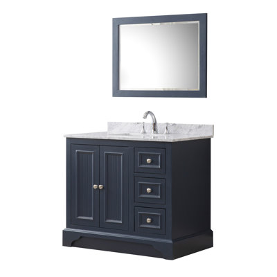 Imante 36 " W Freestanding Standard Free Standing 1 Single Vanity Bathroom Vanity With Marble Top with Mirror