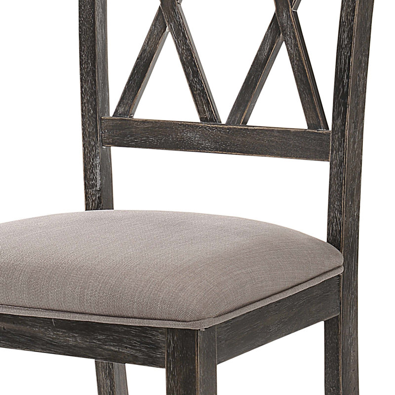 Ensemble de 2 chaises de salle à manger beiges et grises patinées