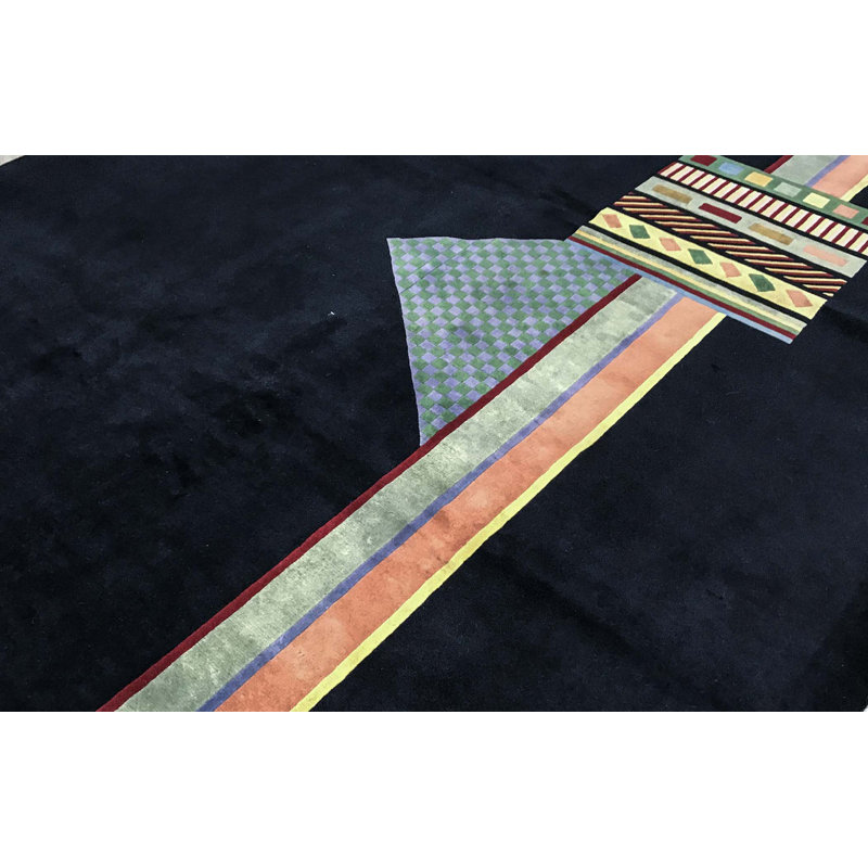 Tapis noir de haute qualité noué à la main