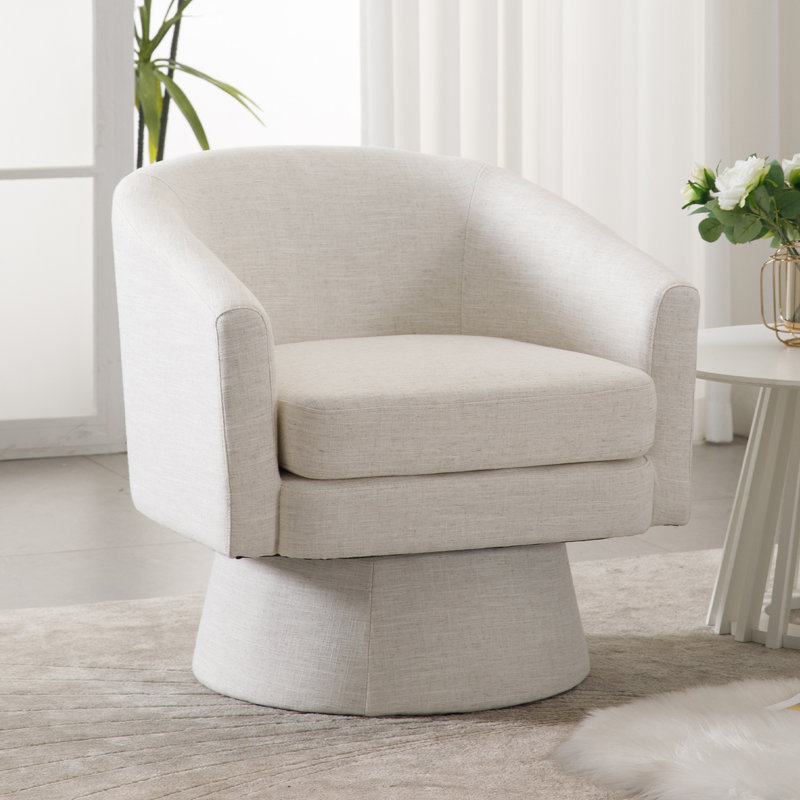 Modern Swivel Accent Chairs Boucle Barrel Arm Chairs Round Cozy Upholstered Reading Chairs Comfy Fabric Sofa Chairs For Living Room/Bedroom