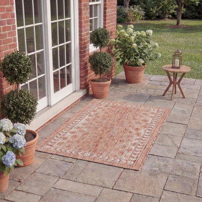 Lomawai Animal Print Power Loom Rust/Beige Indoor/Outdoor Area Rug