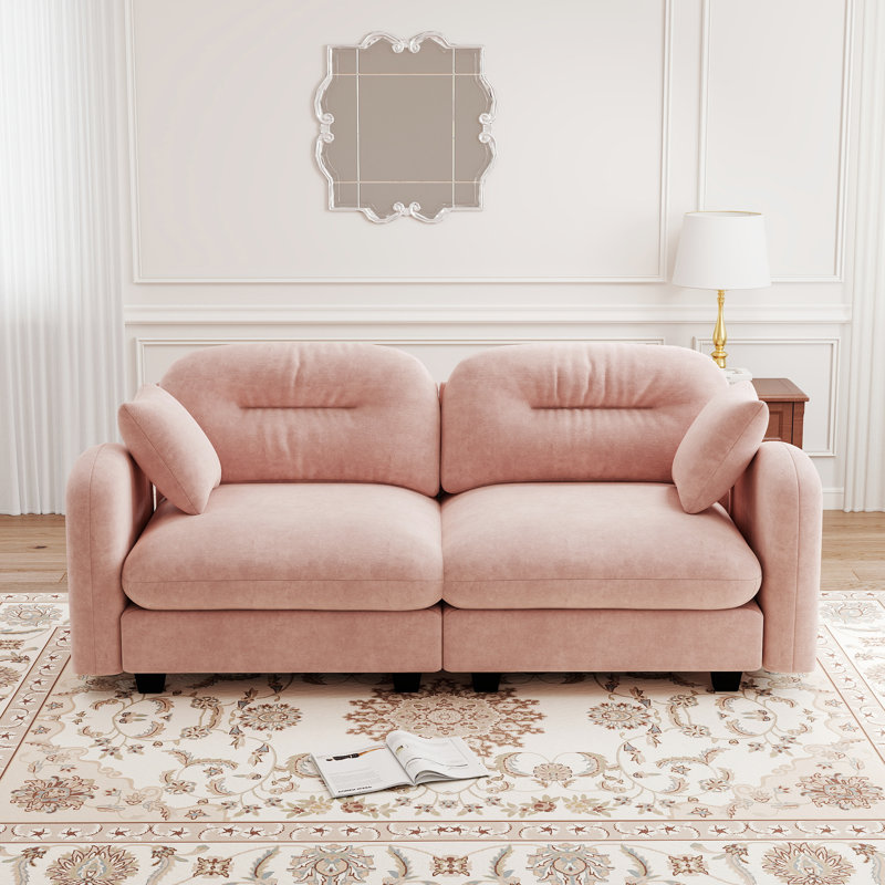 Chenille Sofa, Loveseat, Couch, Pink