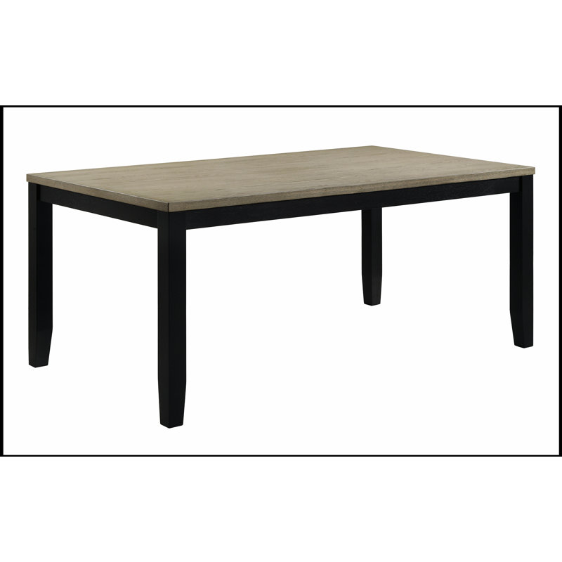 Table de salle à manger rectangulaire contemporaine avec base en bois robuste, finition bicolore brune et noire pour les maisons modernes