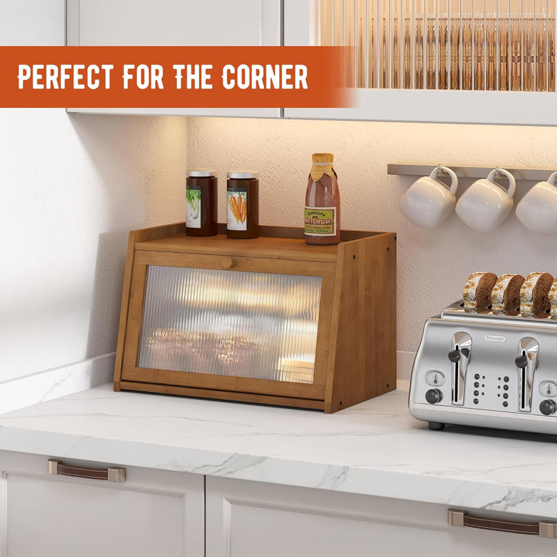Bread Box For Kitchen Countertop Large Bread Box Farmhouse Bread Container Bread Storage With Window Bread Holder,Coffee