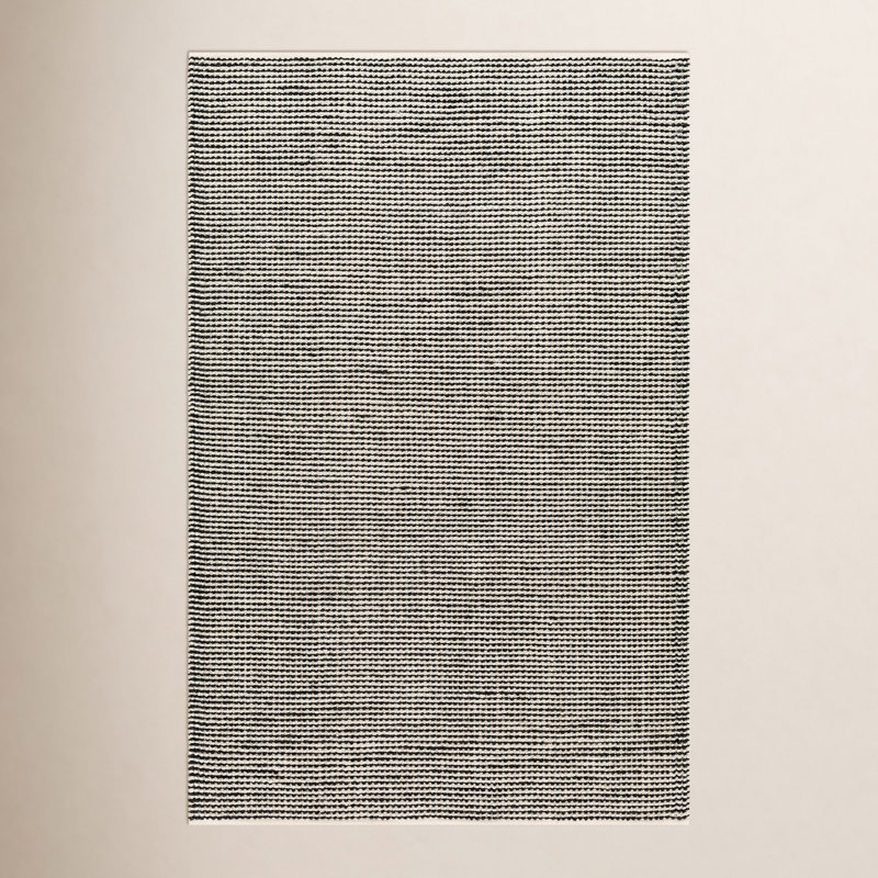 Idis rayé tissé à plat recyclé P.E.T. Tapis intérieur / extérieur noir / gris, Rectangle 2 pi x 3 pi