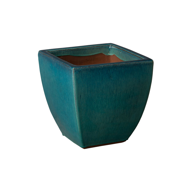 Pot à fleurs en argile Roye Iredell, H 12 po x l 12 po x P 12 po, Bleu sarcelle