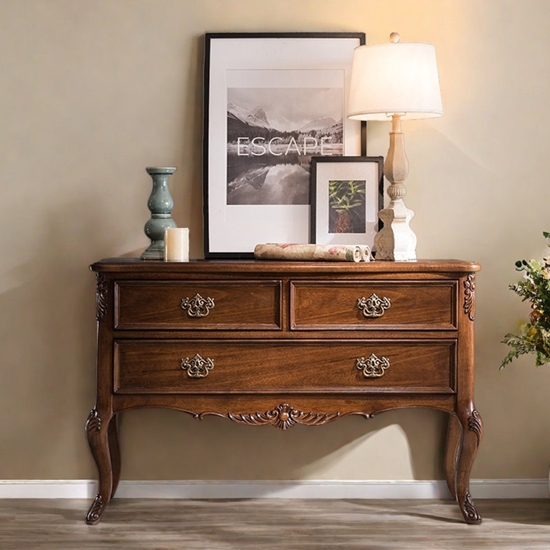 Console en bois massif de style américain, H 32,7 po x l 55,1 po x P 15,7 po
