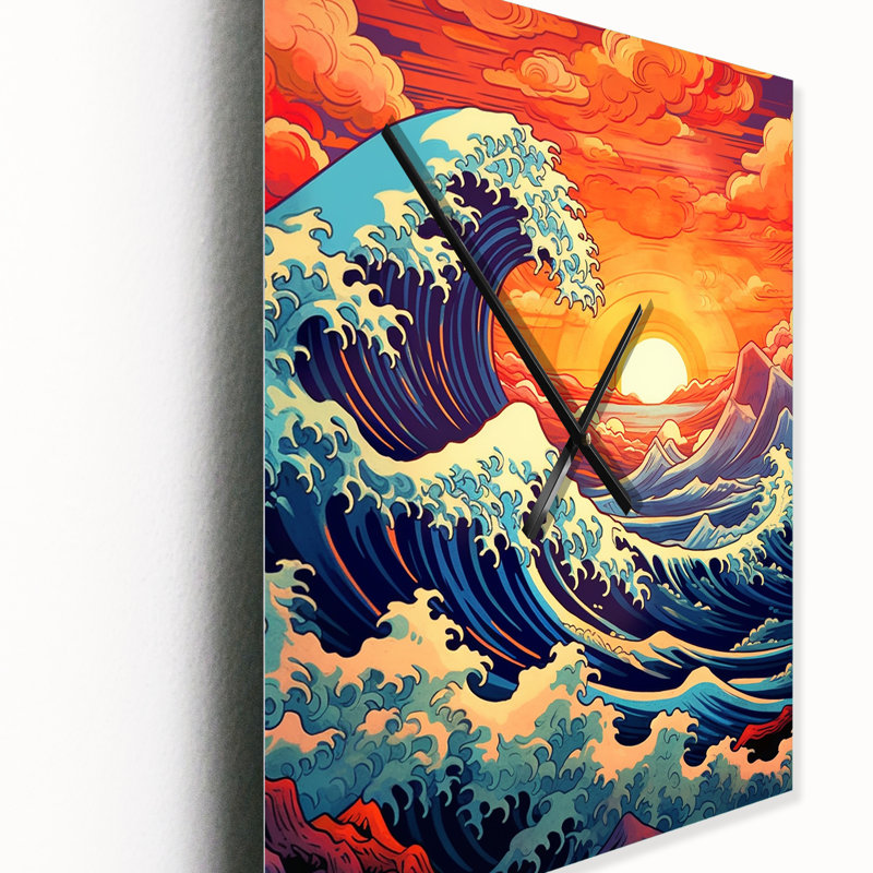 Horloge murale avec vagues majestueuses, Moyen
