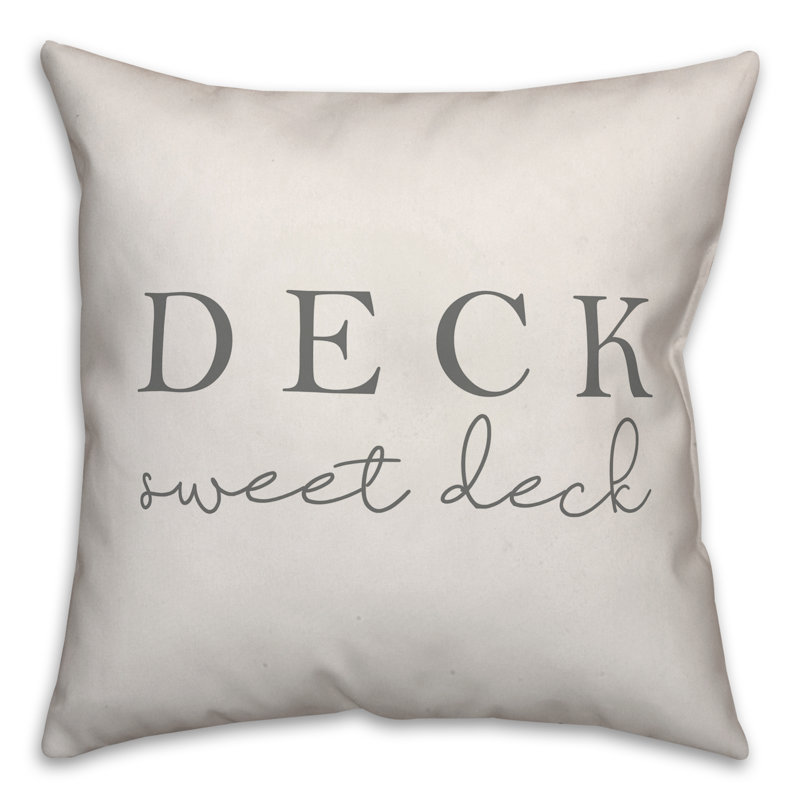 Textual Outdoor Throw Pillow, 20" H x 20" W, White/Dark Gray