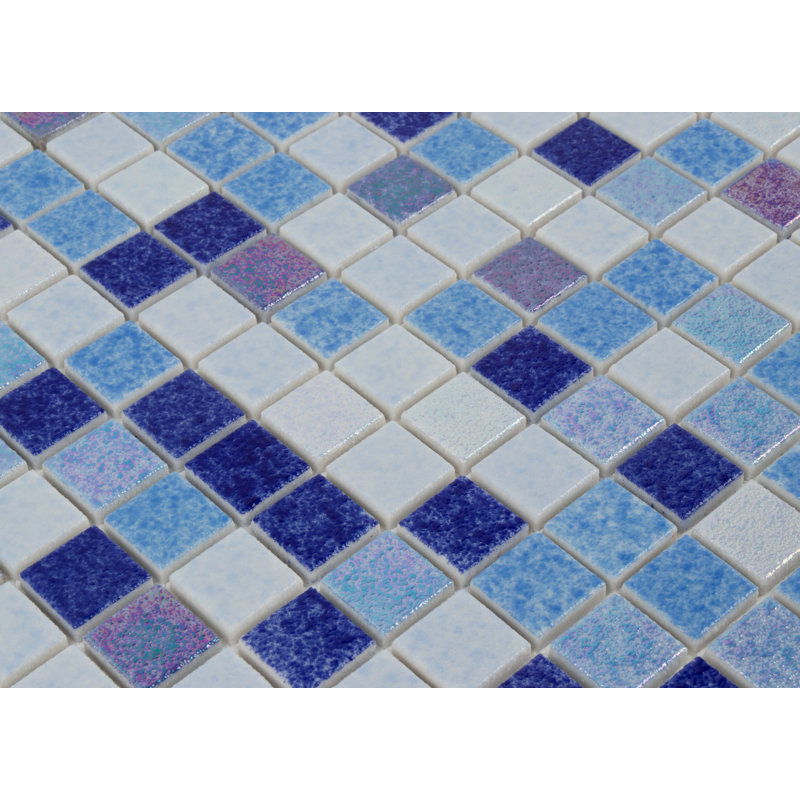 Gaia 0.9" x 0.9" Glass Grid Mosaic Wall & Floor Tile, Ocean Swell