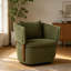 Fauteuil pivotant à 360° de style moderne du milieu du siècle avec rangement, fauteuil de lecture rembourré avec structure en bois massif et coussin lombaire, pour salon, chambre et véranda