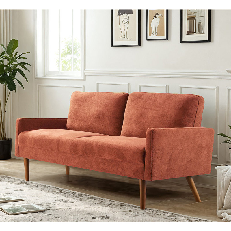 Modern design upholstered Sofa, Pumpkin Orange, 33.07" H x 67.32" W x 29.92" D