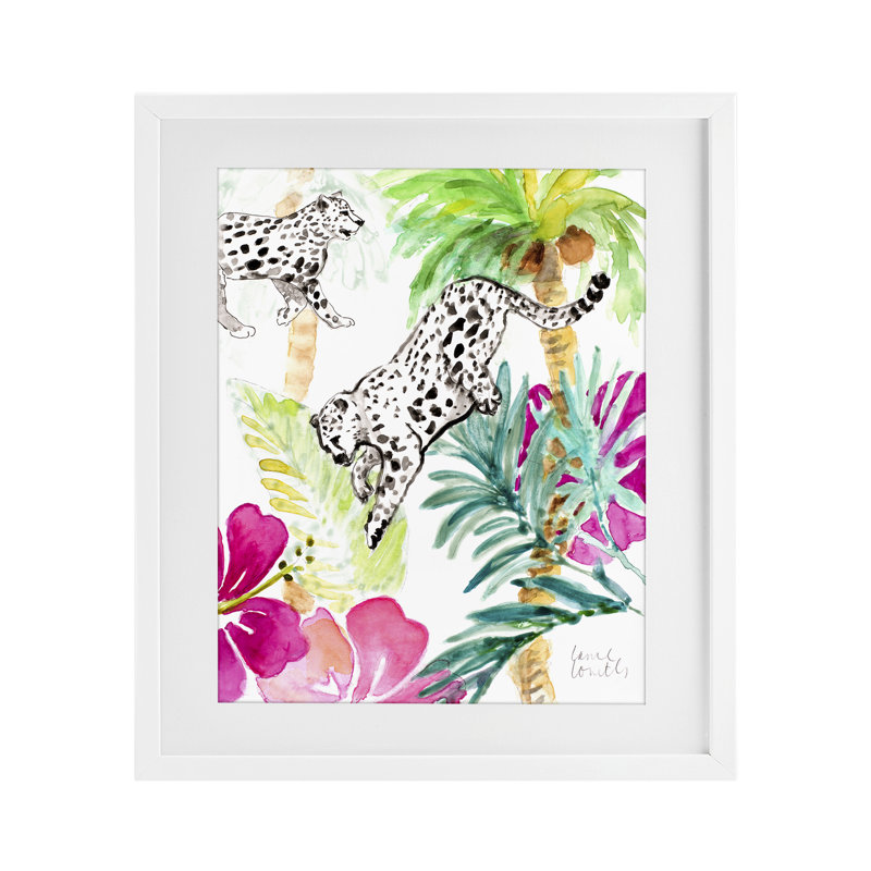 «Tropical Island Cheetahs», reproduction encadrée sous verre, conception de Lanie Loreth, H 16 po x l 13 po