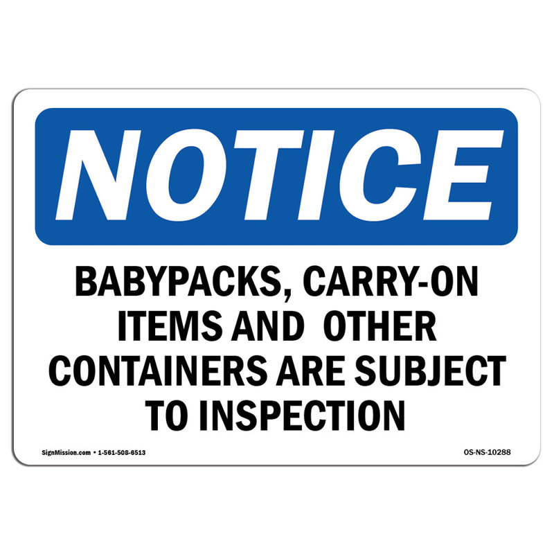 On Items and Other Containers Sign