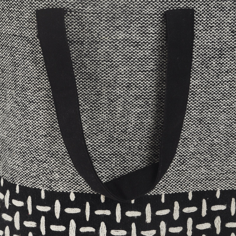 Modern Monochromatic Round Fabric Storage Basket with Handles