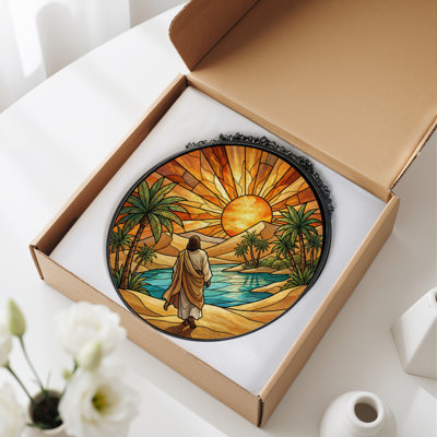 Panneau de vitrail de fenêtre Desert Sunset H 12 po