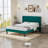 Full Size Velvet Bed Frame with Wingback Headboard, Upholstered Platform Bed with Wing Side Channel Tufted Headboard, Solid Wooden Slats Support, No Box Spring Needed, Noise Free, Dark Green-514089479-514089472