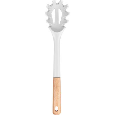 Silicone Pasta Fork, Kitchen Heat Resistant Noodle Spoon Server, BPA Free Spaghetti Strainer,12.8 Inch (WHITE)