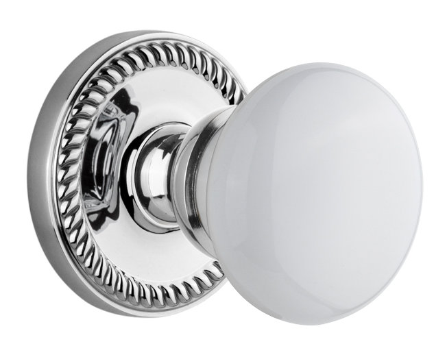 Rosette double Grandport Newport avec bouton de porte Hyde Park, Chrome brillant