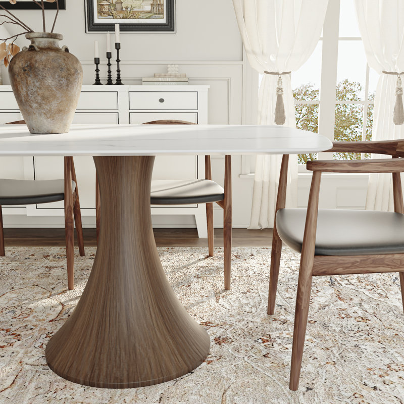 Table de salle à manger Anjelyn, H 29,53 po x L 93,7 po x l 43,31 po, Enneigé