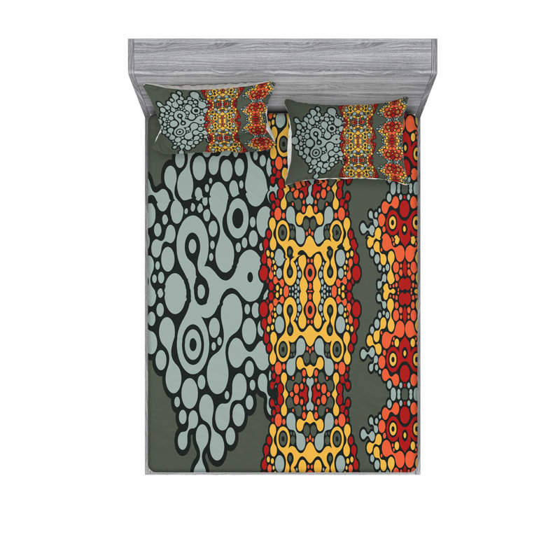 Microfiber Geometric Sheet Set, Full/Double Sheet Set with Fitted Sheet
