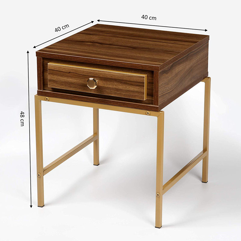 Tybalt 40cm W Metal Bedside Table