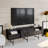 Modern TV Stand with Wall-Mount Option, Black & Marble Finish, 70.9 x 25.5 x 14.6 inches | 100% Melamine Coated Particle Board, Thickness: 0.7 inches | Multiple Shelves, Perfect for Stylish Living Rooms & Entertainment Spaces-232983577