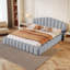 Tête de lit tapissier en velours pour lit double, sans sommier tapissier-2065793352