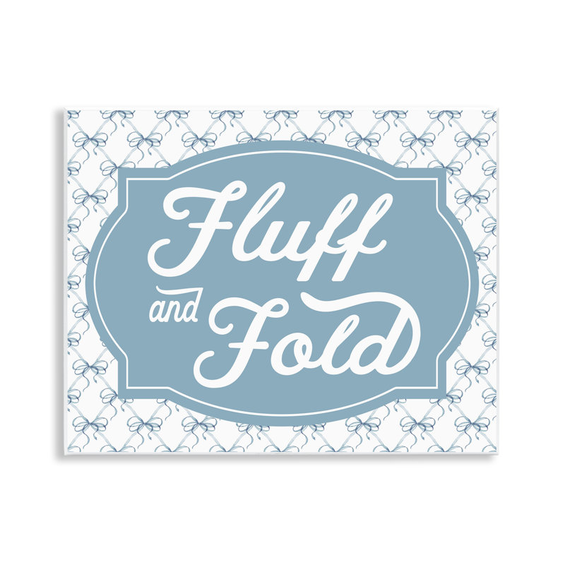 «Fluff & Fold with Bow», plaque murale avec motif en lettres et doublées