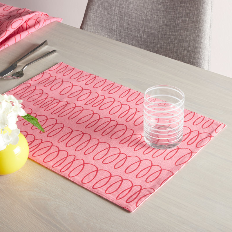 Loop And Dot 100% Cotton Rectangle, Pink Blush