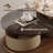 2-Piece Rotating Nesting Coffee Table Set with Sintered Stone Top and Glass Table with Hidden Drawer