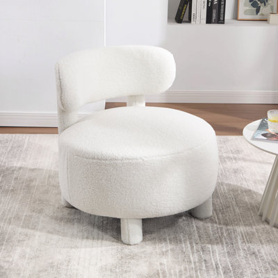 Chaise d'appoint rembourrée en tissu avec dossier incurvé et pieds en bois massif