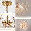 Lustre 6 lumières en laiton avec globe en verre nervuré, plafonnier à bulles 25 pouces Mid-Century-1941260516-1941260523-1941722122