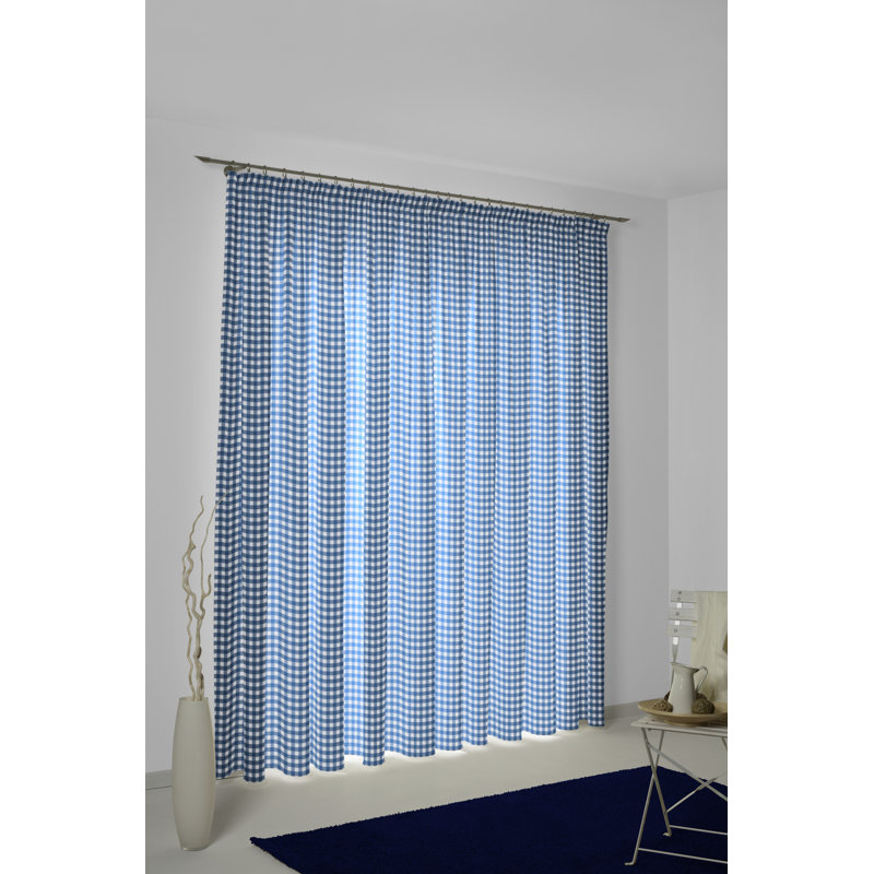 Montilly Room Darkening Curtain Pair, 55 W x 225 D cm, Blue/White