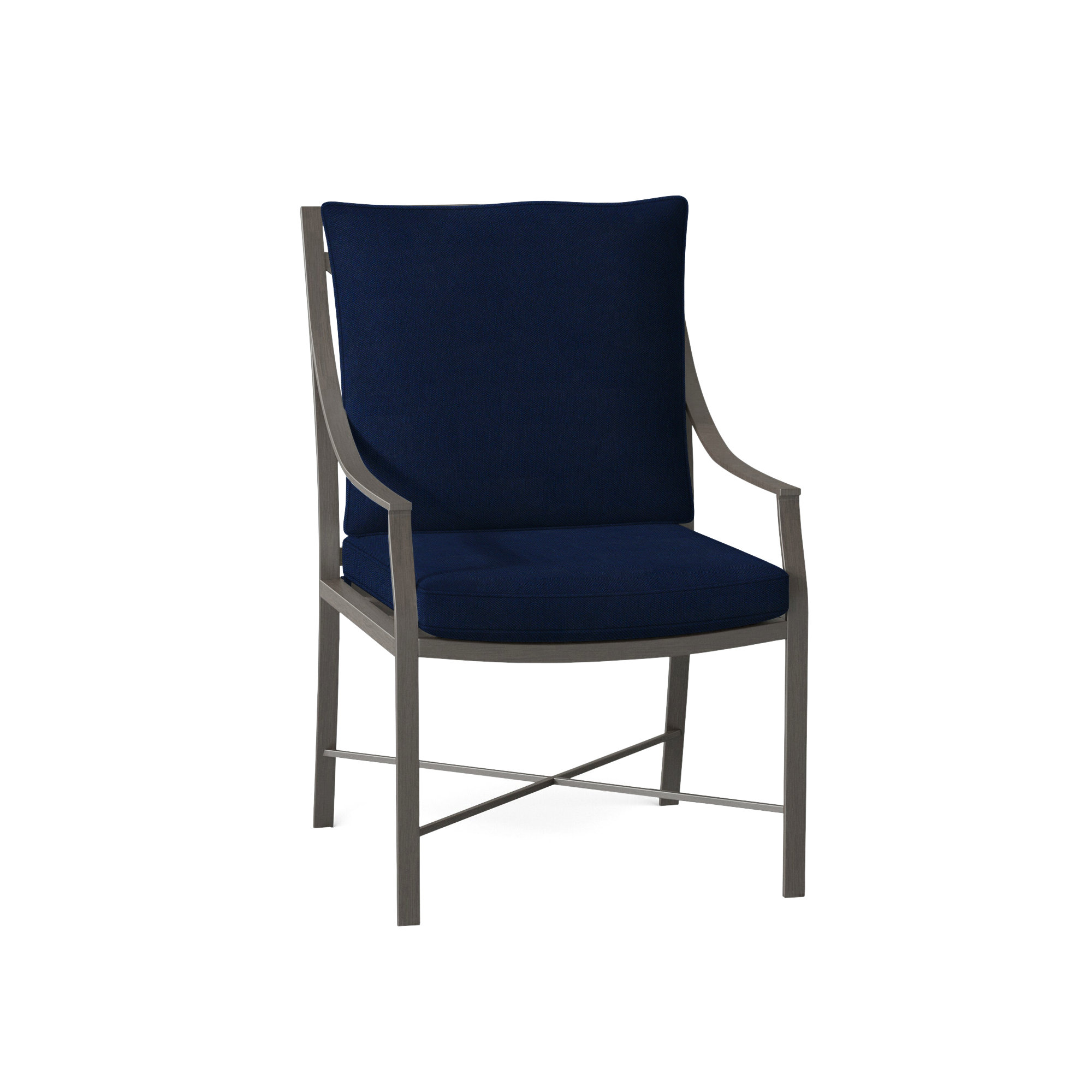 Monaco Outdoor Arm Chair, Welt, Indigo Velvet, Slate Gray