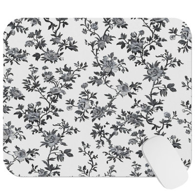 Botanical Toile de Juoy Pattern I French Country Gaming Cute Office Laptop Desk Pad Gift Mat Square Rectangle Non-Slip Mousepad