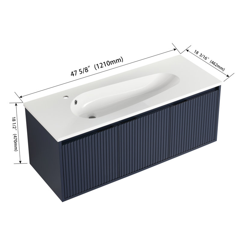 48'' Wall-Mounted Single Bathroom Vanity with Top