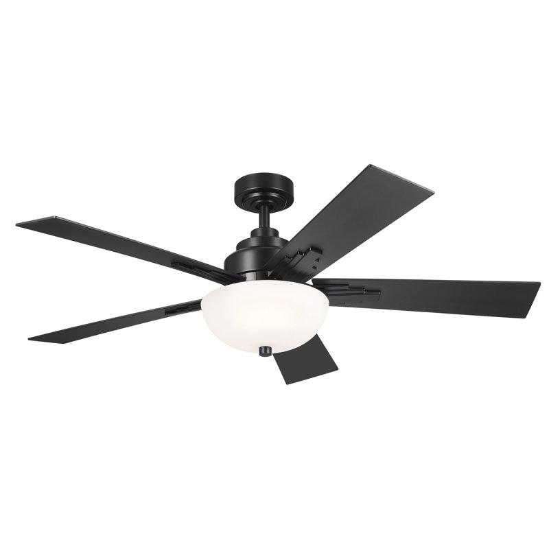 Ventilateur de plafond standard à DEL à 5 pales de 52 po avec télécommande et ensemble d'éclairage inclus, Noir satiné
