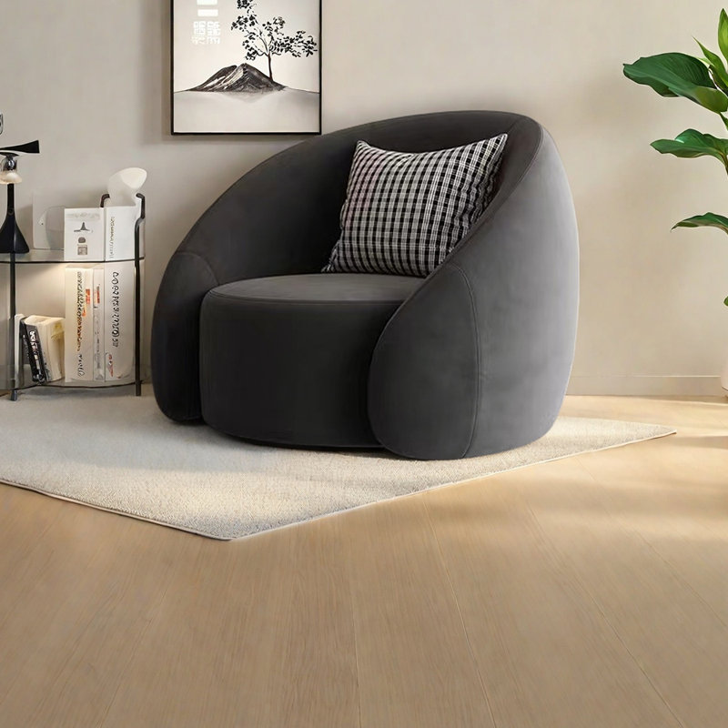 Élégante chaise de loisirs minimaliste en velours givré, Gris foncé