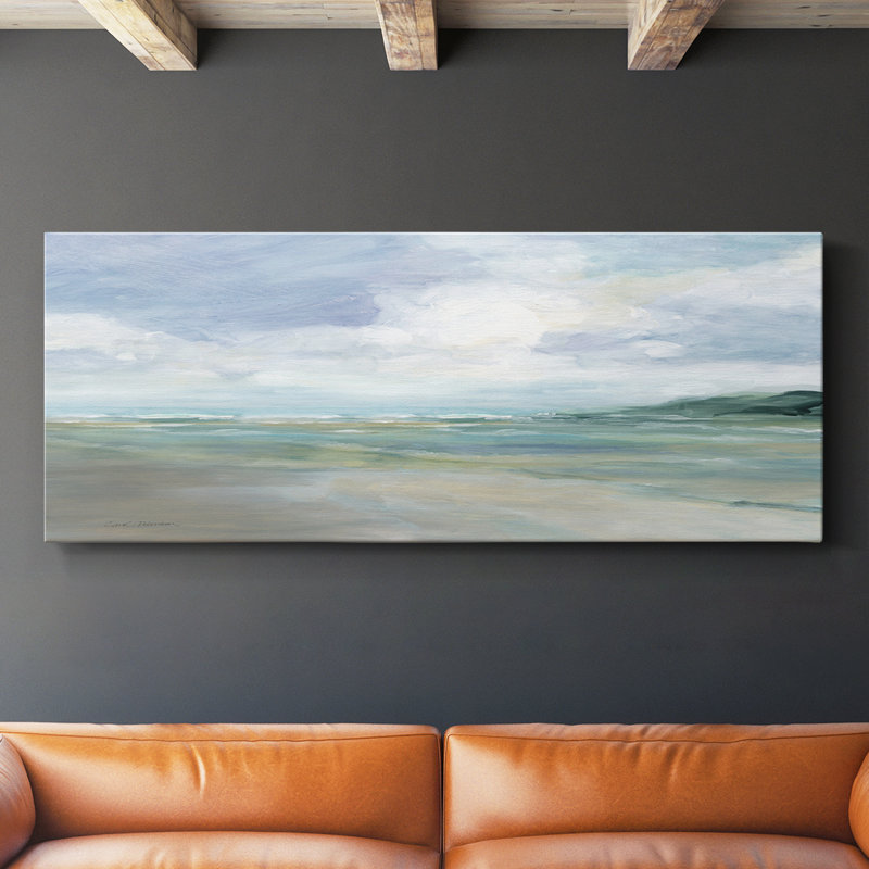 Plage de sable humide - Toile tendue avec châssis - Prêt à être accroché, H 12 po x l 30 po