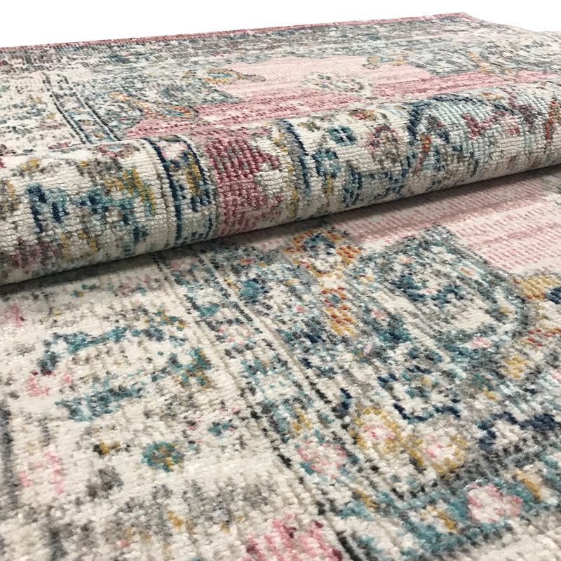 Kemp Indoor Outdoor Rug Flatweave Pink Classic Design, Rectangle 200 x 290cm