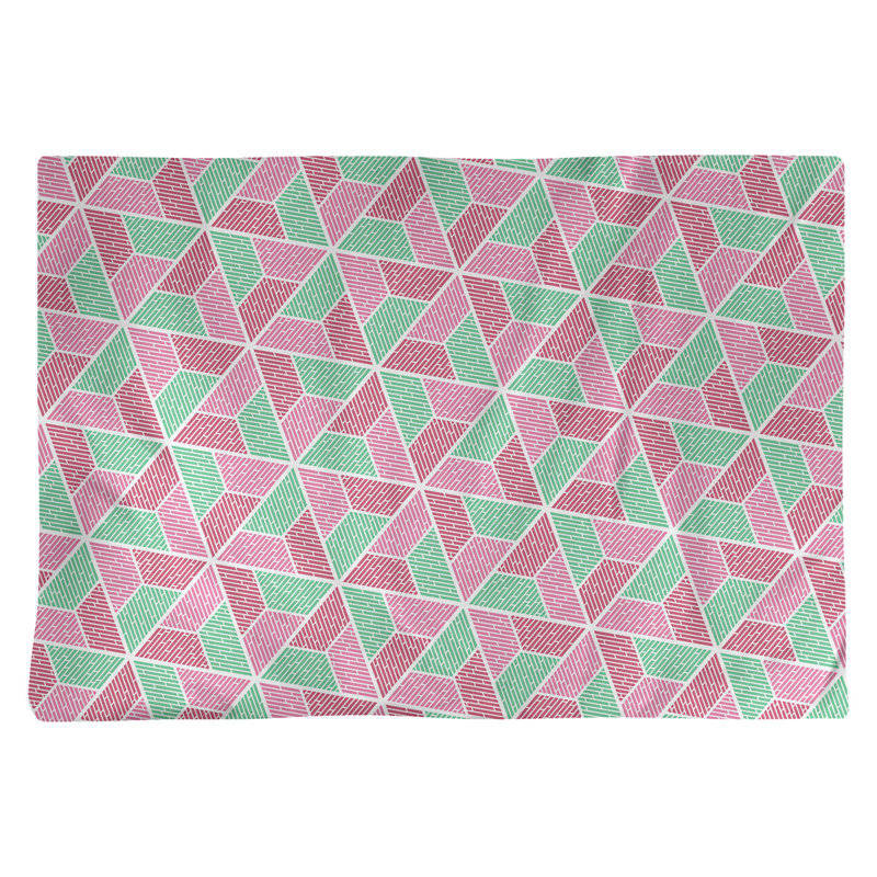 Napperon en coton à trois trapézoïdes de 18 po, Vert / Rose / Rouge