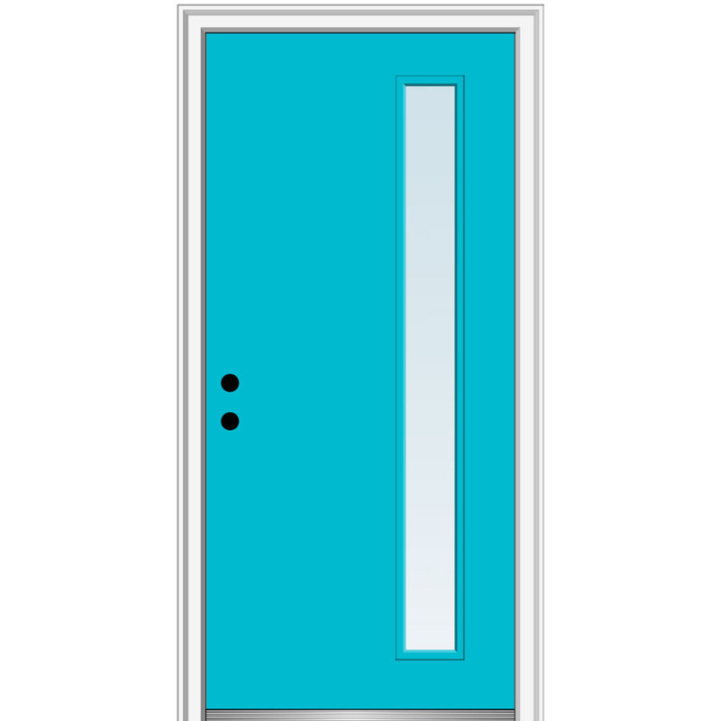Porte d'entrée pré-suspendue en acier peint 1 lumière, H 80 po x l 36 po x P 1,75po, Noir, S'ouvre à gauche vers l'intérieur