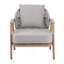 Fauteuil club en corde Orla, fini teck avec coussin taupe texturé Orla