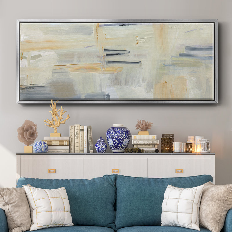 Gray andGold Abstract- Framed Canvas