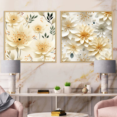Carnation Mandalas Fleurs Boho Motif IV - Ensemble floral carré de collage de 2